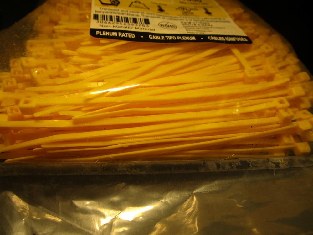 (1000) 4.1″ 18lb Tensile Yellow Nylon 6.6 Power Phase® Colored Cable Tie Bulk