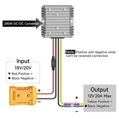 20V to 12V 20A Step Down Converter Adapter Compatible with Dewalt 20V Regulator