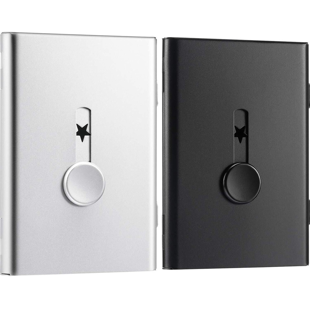 2 Pack Thumb Drive Business Card Holder Stainless Steel Slide Out Name Card Case