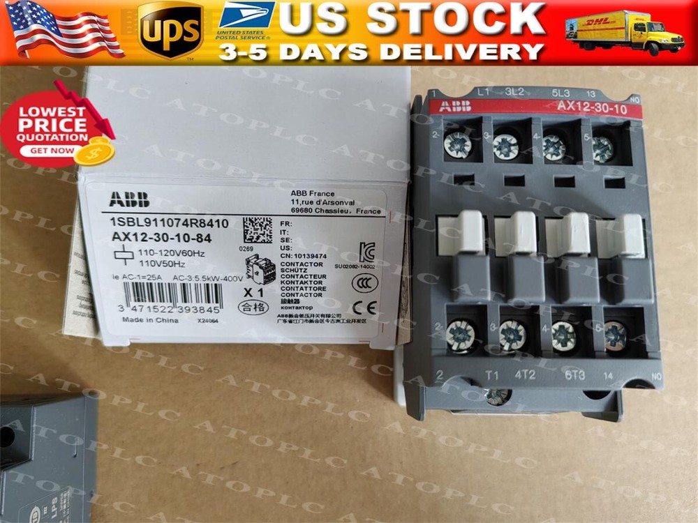NEW ABB Contactor AX12-30-10-84 AC 110V 50/60Hz AX12-30-10 US Free TAX