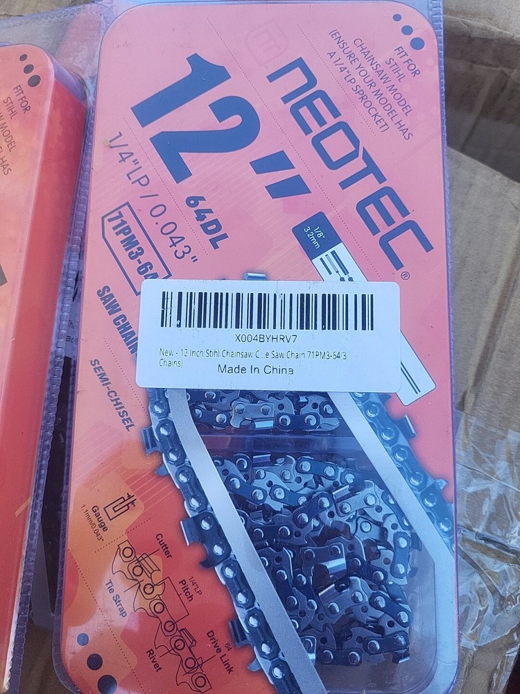 (3 Pack) 12″ Chainsaw Chains 1/4″LP/ 0.043/ 64DL 71PM3-64