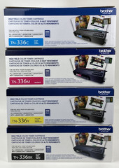 Genuine Brother TN336 Toner Cartridge Complete 4 Pack Set C/M/Y/BK