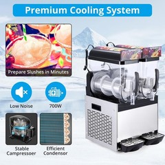 15L x 2 Tank Commercial Slushy Machine Margarita Smoothie Frozen Drink Maker