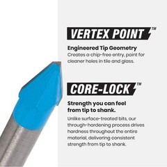 Spyder 1/4 in x 3.5 in Hex Shank Carbide-Tipped Glass and Tile Drill Bit, 950074