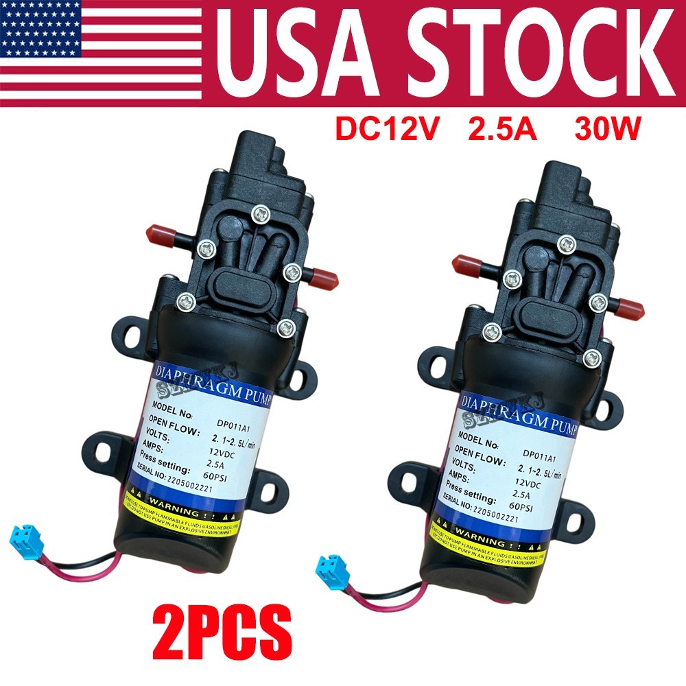 2PCS DC12V Water Pump 60PSI Self Priming Sprayer Diaphragm Pump Automatic Switch