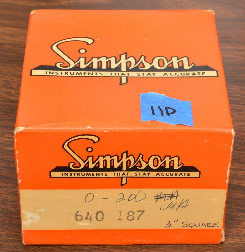 SIMPSON SQUARE PANEL METER 0-200uA 200 MicroAMP DC (Lot 11D)