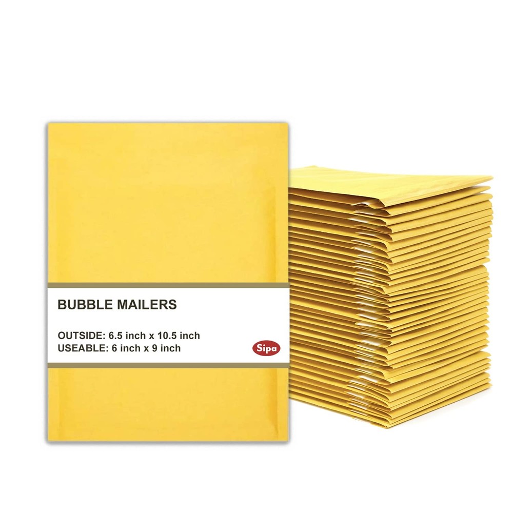 SIPA Kraft Bubble Mailer Self Seal Shipping 6.5”x10.5” /25 Pack,