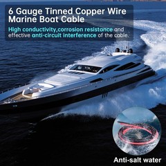 6 gauge wire 10ft red and 10ft black tinned copper stranded cable