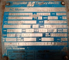 Dexter T400 Front Load Washer Motor 1PH, Dexter P/N: 9376-293-009 USED