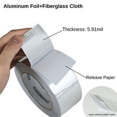 Adhesive Heat Shield Tape Aluminum Fiberglass 2in x 90ft Heat Reflective