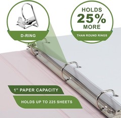 Plant-Based Durable 3 Ring Binder with D-Rings – 0.5 Inch, 125 Sheet Capacity