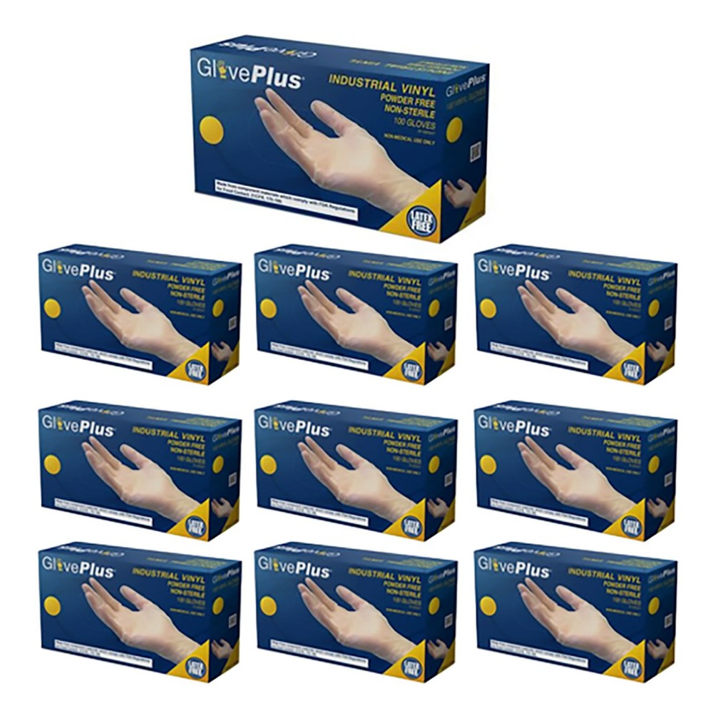 AMMEX GlovePlus Vinyl Gloves Small IVPF42100 Powder Free Industrial Case of 10