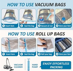Vacuum Storage Bags, 80% Compression Vacuum Seal Space Saver Plastic Packaging