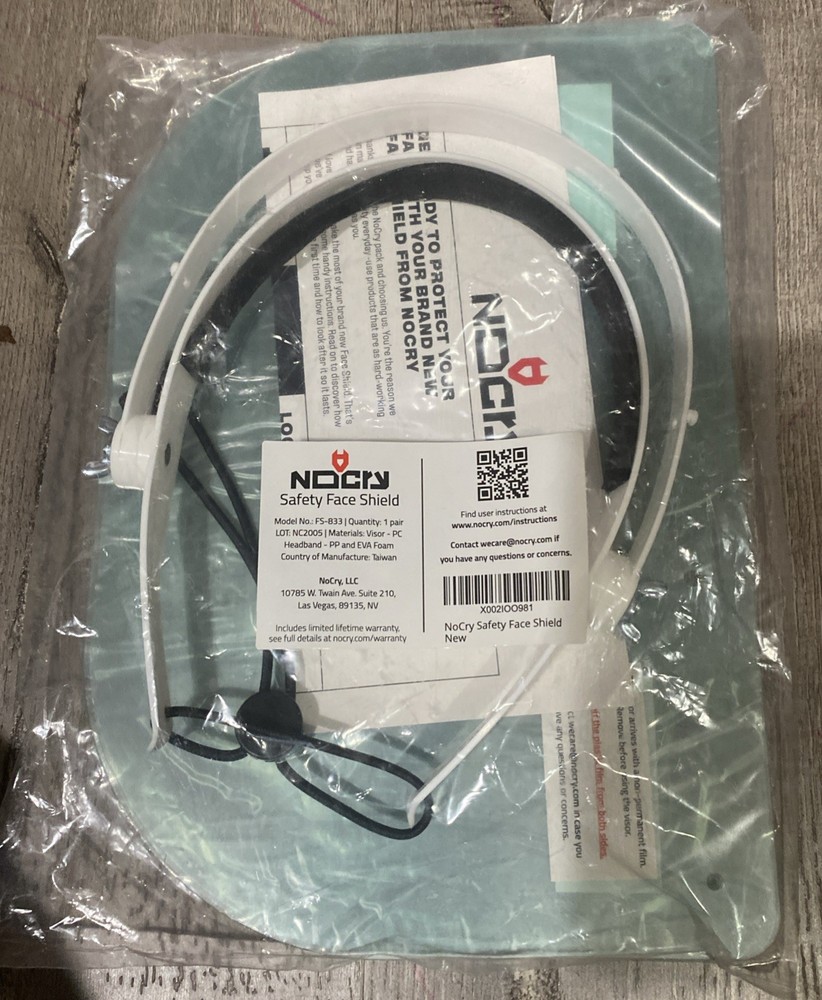 NOCRY Safety Face Shield Adjustable, scratch resistant DS-833 – New Sealed