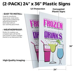 Frozen Drinks 24″ x 36″ 2 Pack Of Store Sign Plastic Or Decal
