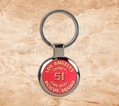 Old style Squad 51 LA County fire fighter dept Emergency Rescue Key Chain