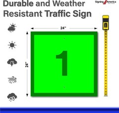 CHANNEL MARKER SIGN, GREEN, 24″x24″, SG-1, ATON, USCG, Waterway Day Marker Sign