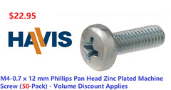 [Qty-50pcs] M4x0.7×12 18-8 SS Phillips Pan-Head machine screws Havis HW-MS-2745
