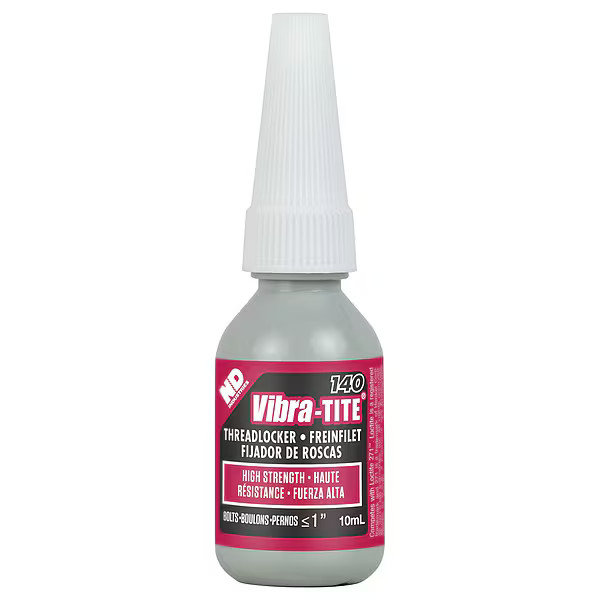 Vibra-Tite Threadlocker, VIBRA-TITE 140, Red, High Strength, Liquid, 10 mL