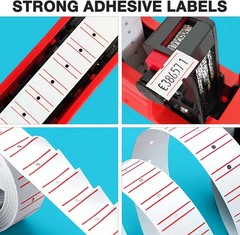10 Rolls 6000 White Price Gun Labels with Red line for Mx-5500 Refill Ink Roller