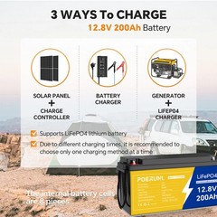 200Ah 12V LiFePO4 Lithium Battery Built-in BMS for RV Marine Off-Grid Solar