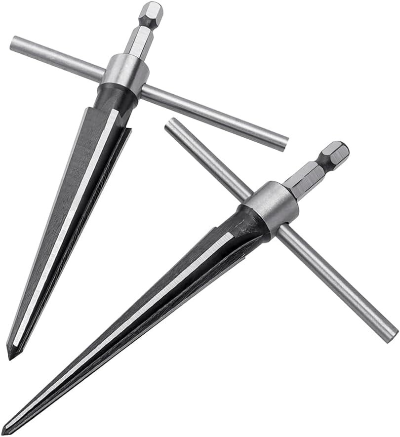2Pcs T Handle Taper Reamer Tool Set 6 Fluted Chamfer Reaming 1/4 Inch Hex Shank