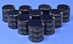 10 Nichicon SMH Series Snap-In Electrolytic Capacitors 10,000uF 25Vdc 50mΩ ESR
