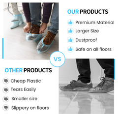 100 Pack Disposable Non‑Woven Shoe Covers Waterproof Booties for Floor Protectio