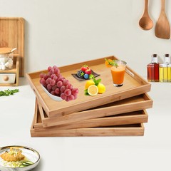 Bamboo Serving Trays 4pcs Modern Kitchen Trays For Hold Fruits Cakes Drinks