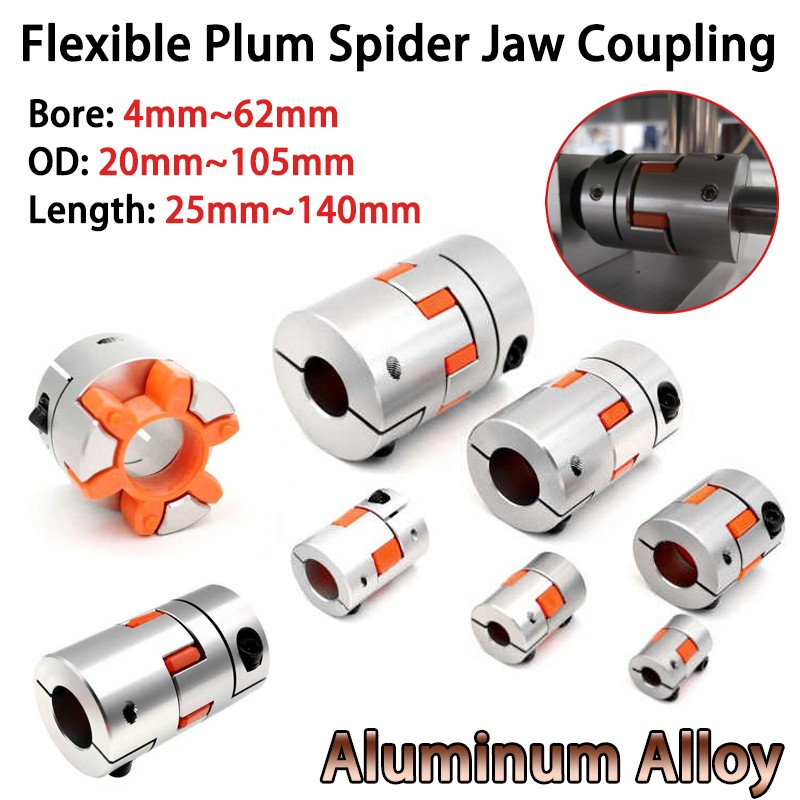 CNC Shaft Coupler Aluminum Alloy Flexible Plum Spider Jaw Coupling All Bore Size