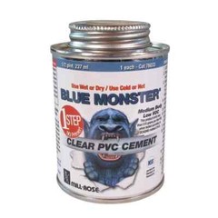 Blue Monster 1/4 Pint Clear PVC Cement 76031 One-Step No Primer Fast Set Glue
