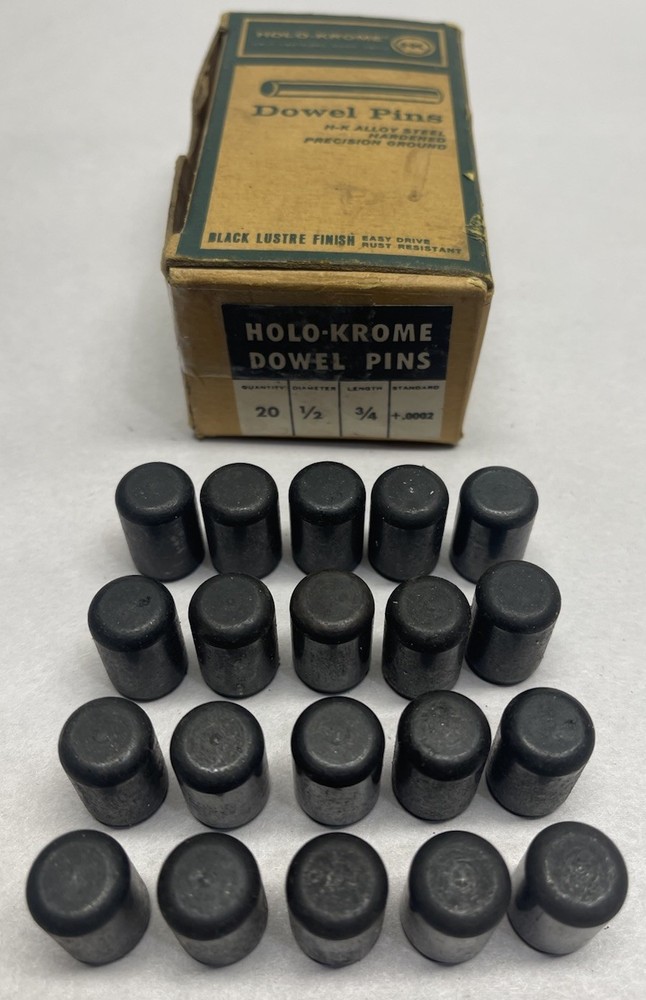 Vintage Holo-Krome 1/2″ x 3/4″ Dowel Pins Black Lustre Finish – Box of 20 (NOS)