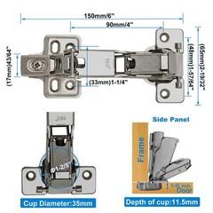 180 Degree Frameless Cabinet Doors Hinges, Concealed Hydraulic Adjustable Mou…