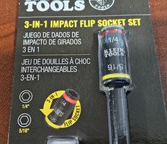 Klein Tools 32768 Impact Rated Driver Set Flip Socket 3-in-1 Bit Holder 1/4 5/16