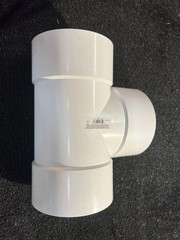 (QTY 4) NDS Straight Tee Schedule 35 PVC White 6″ Hub T X 6″ D Hub 6P01