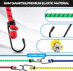 Heavy Duty 12-Piece Bungee Cord Set – Elastic Hooks for Ultimate Security