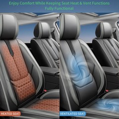 Car Seat Covers Hyundai Sonata 04-26 Leather Airbag 2Pc Front Black-Grey