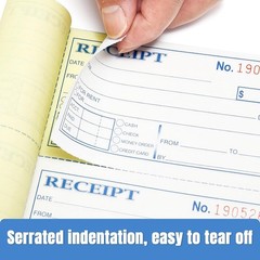 Receipt Book with Carbon Copies, 2-Part carbonless, 100 Sets per Book,4 Receipts