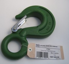 LACLEDE 5 Ton Eye Hoist Hook with Latch – 11,025 lbs – Carbon – Rigging Eye Hook