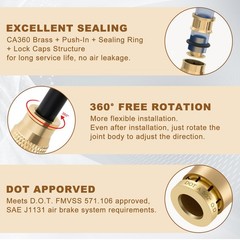 5/32″ Quick Push to Connect Fittings Brass Union Straight Joint DOT Approved …