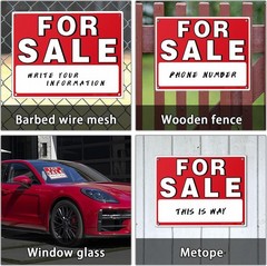 Weather-Resistant 14″x10″ Reusable Car For Sale Sign – 4 Pack with Adhesive Pads