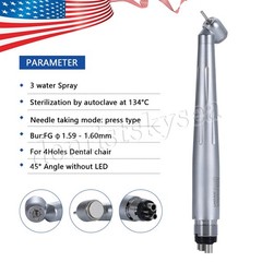Dental Surgical 45° High Speed Handpiece Push Button Single Water Spray 4HOLE