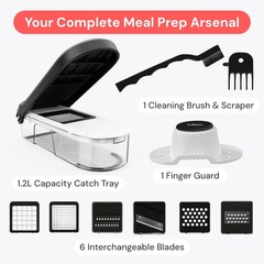 Fullstar Core Vegetable Chopper – Chop and Slice Lid – 6-in-1, White/Black