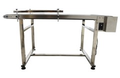 Electric PVC Belt Conveyor 59×31.5” Double Guardrails Speed 5-18m/min 110V New