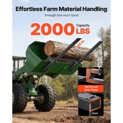 Uimoso 43 Inch 2000 lbs Clamp On Tractor Forks w/Adjustable Stabilizer Bar