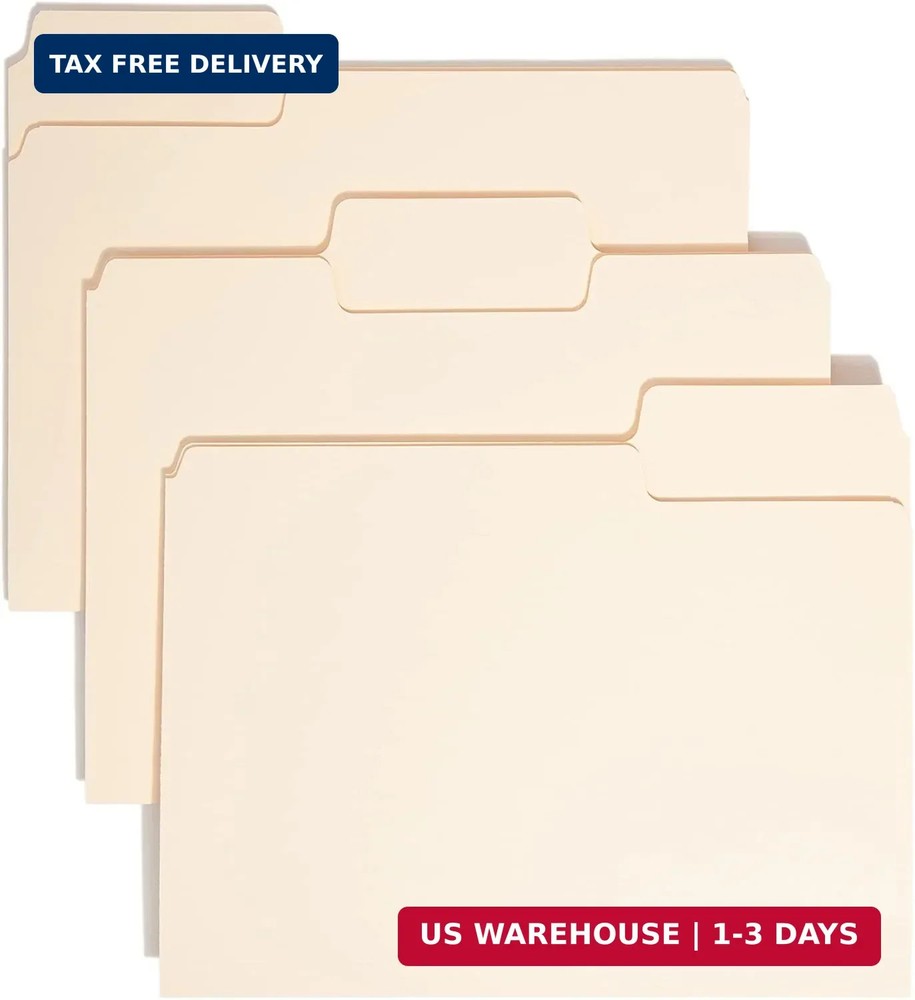 Smead SuperTab Heavyweight File Folder, Oversized 1/3-Cut Tab, Letter Size, Mani
