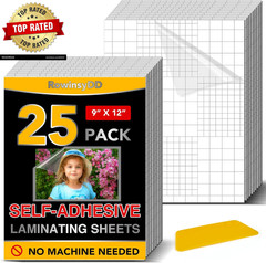 25 Pack Self Adhesive Laminating Sheets,9 X 12 Inch,Clear Sticker Laminate Sheet