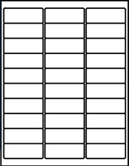 250 sheets of 2 5/8″ x 1″ White Labels (8.5″ x 11″) – 30 address labels/sheet