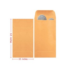 500 Pack Brown Coin Envelopes 3.5×6.5″ Kraft Self-Adhesive for Cash, Cards, Seed