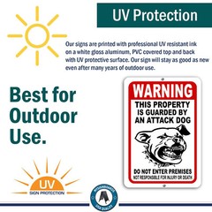 BEWARE OF DOG Sign Attack Dog on Duty Guard Dog 8″x 12″ Aluminum Metal Warning